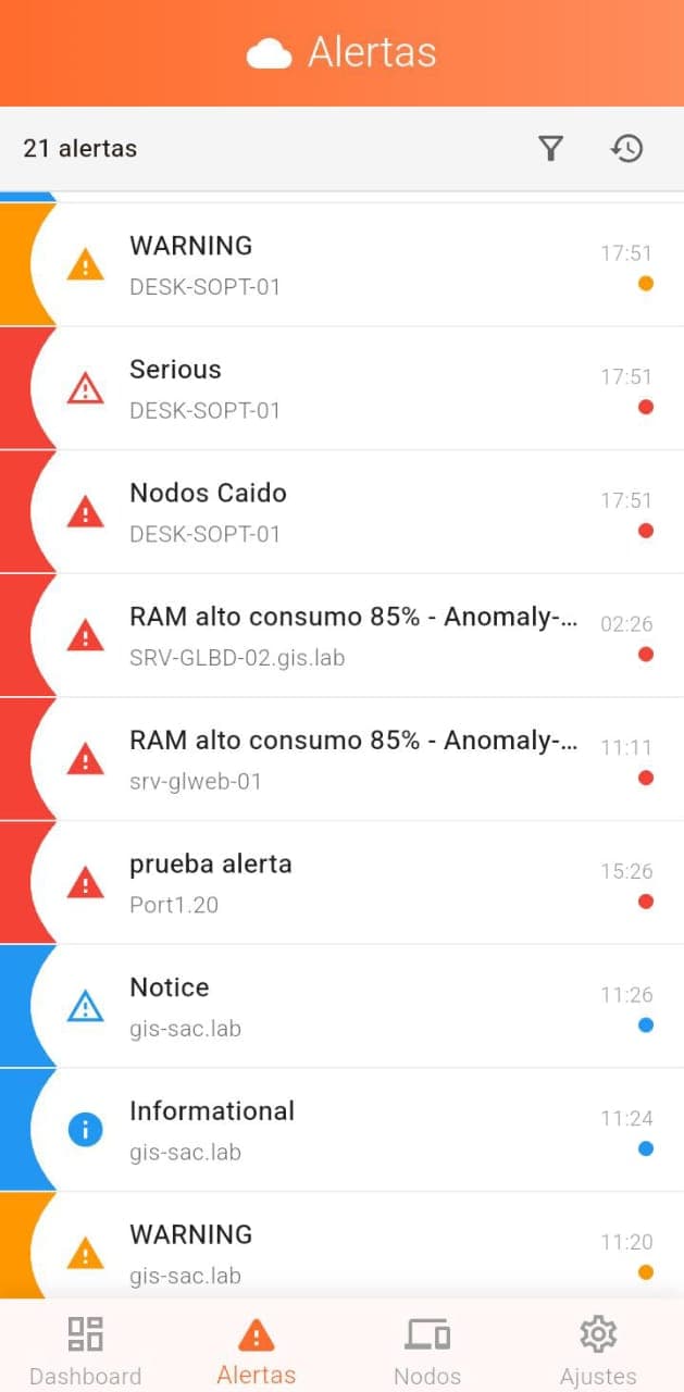 SolarApp - Vista de alertas